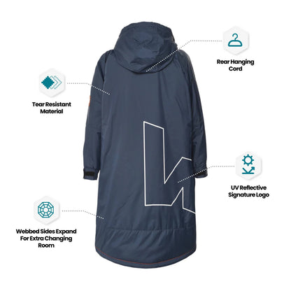 Fleece-Lined Hot Tub Changing Robe | Waterproof & Windproof | Unisex | Navy Robes Wave Spas