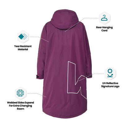 Fleece-Lined Hot Tub Changing Robe | Waterproof & Windproof | Unisex | Purple Robes Wave Spas