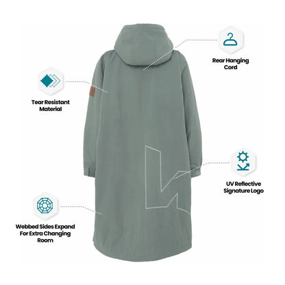 Fleece-Lined Hot Tub Changing Robe | Waterproof & Windproof | Unisex | Sage Green Robes Wave Spas
