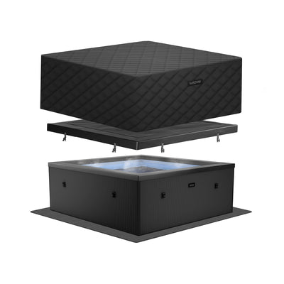 Garda | 4/6-Person Eco Foam Hot Tub | Built-In Integrated Heater Foam Eco Spas Wave Spas Charcoal Black EnergySave Bundle 4 Person | 160x70cm