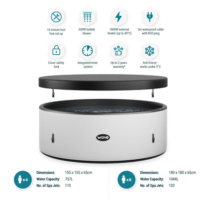 Ontario | 4/6 Person Round Drop Stitch Hot Tub | Herringbone Inflatable Spas Wave Spas UK