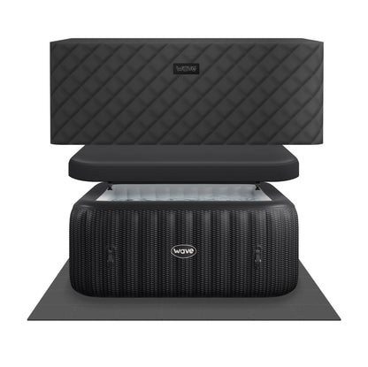 Pacific | 4/6-Person Inflatable Hot Tub | Integrated Heater Inflatable Spas Wave Spas Slate Rattan EnergySave Bundle 4 Person | 155x65cm