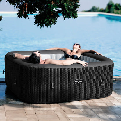 Pacific | 4/6-Person Inflatable Hot Tub | Integrated Heater | Slate Rattan Inflatable Spas Wave Spas