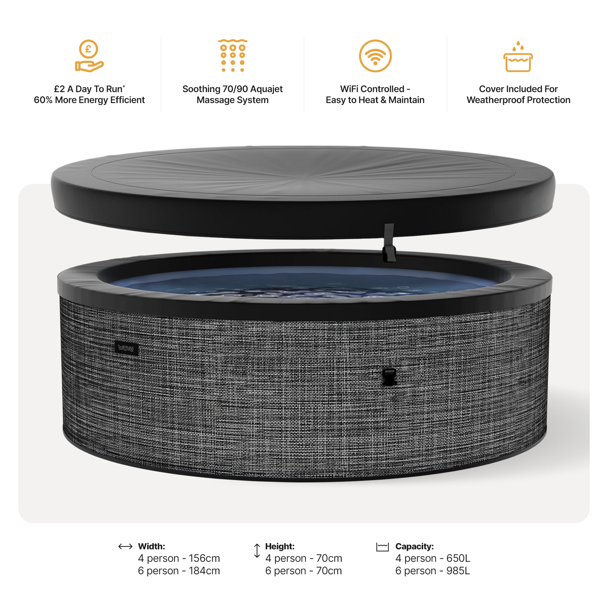 Tahoe | 4/6-Person Eco Foam Hot Tub | Built-In Integrated Heater | UKCA
