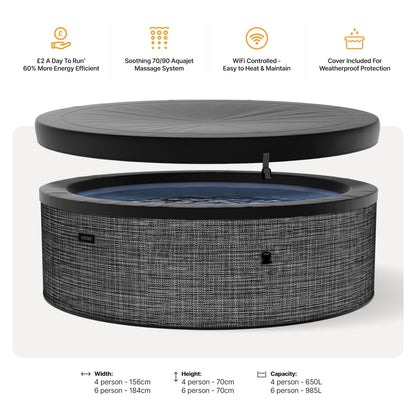 Tahoe | 4/6-Person Eco Foam Hot Tub | Built-In Integrated Heater | UKCA