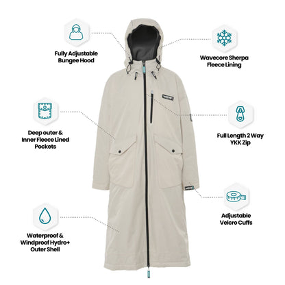 Wave 3 in 1 Hot Tub Changing Robe | Waterproof & Windproof | Unisex | Ecru Cream Robes Wave Spas
