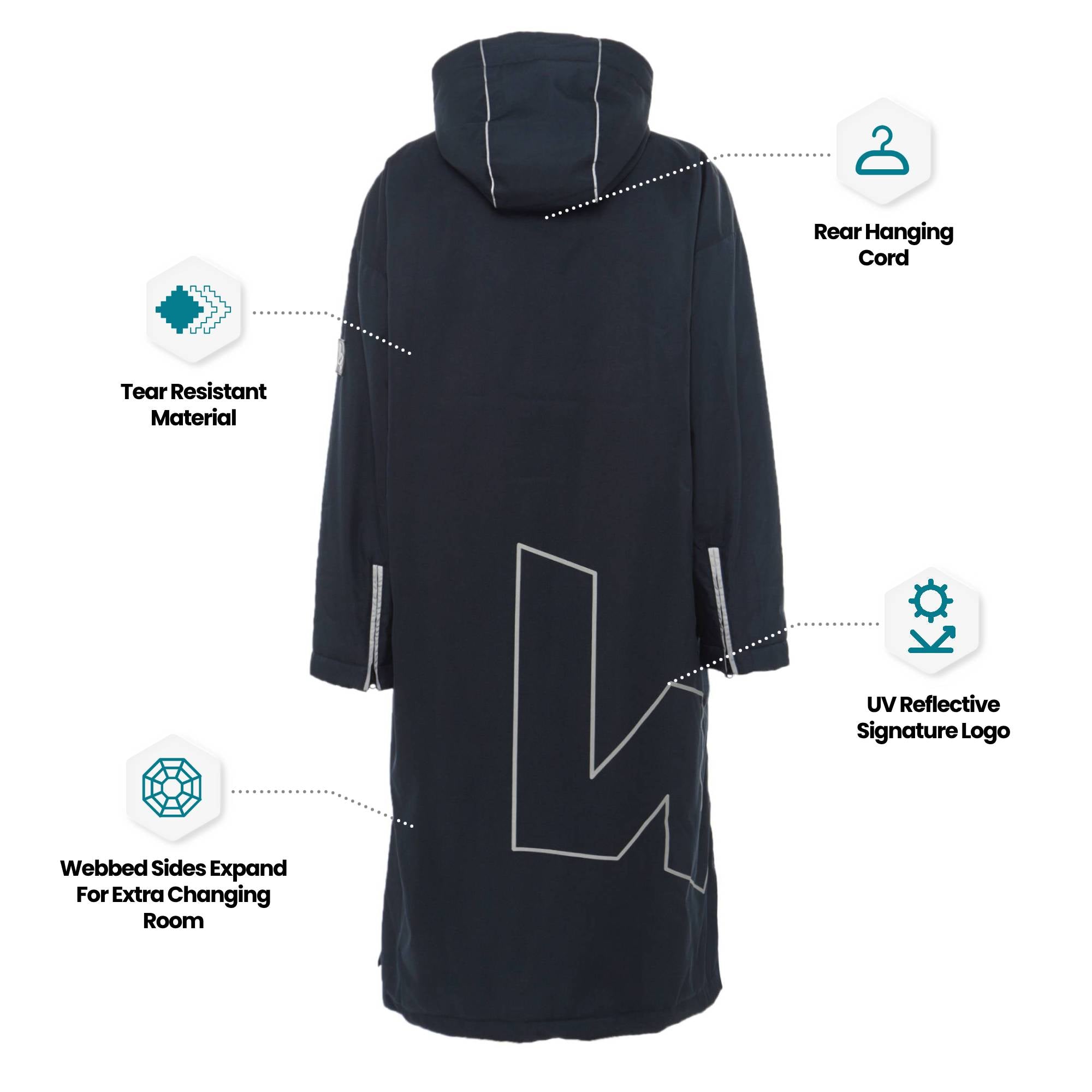 Wave 3 in 1 Hot Tub Changing Robe | Waterproof & Windproof | Unisex | Navy Blue Wave Spas