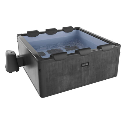 Adriatic | 6 Person Square Aluminium Frame Hot Tub | Black Wood Frame Spa Wave Spas UK Black Wood