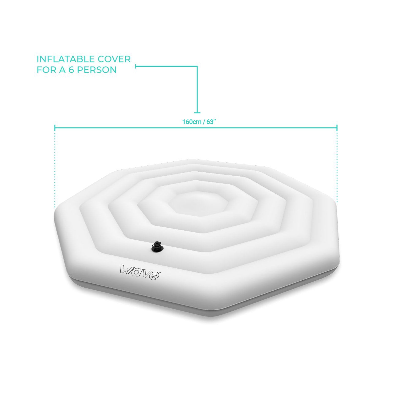 Wave Spa Octagon 6 Person Protective Thermal Efficient Inflatable Cover, White Insulating Cover Wave Spas