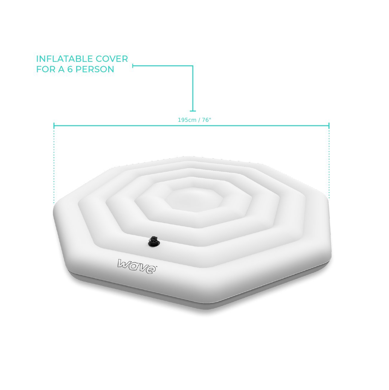 Wave Spa Octagon 6 Person Protective Thermal Efficient Inflatable Cover, White inflatable covers Wave Spas   