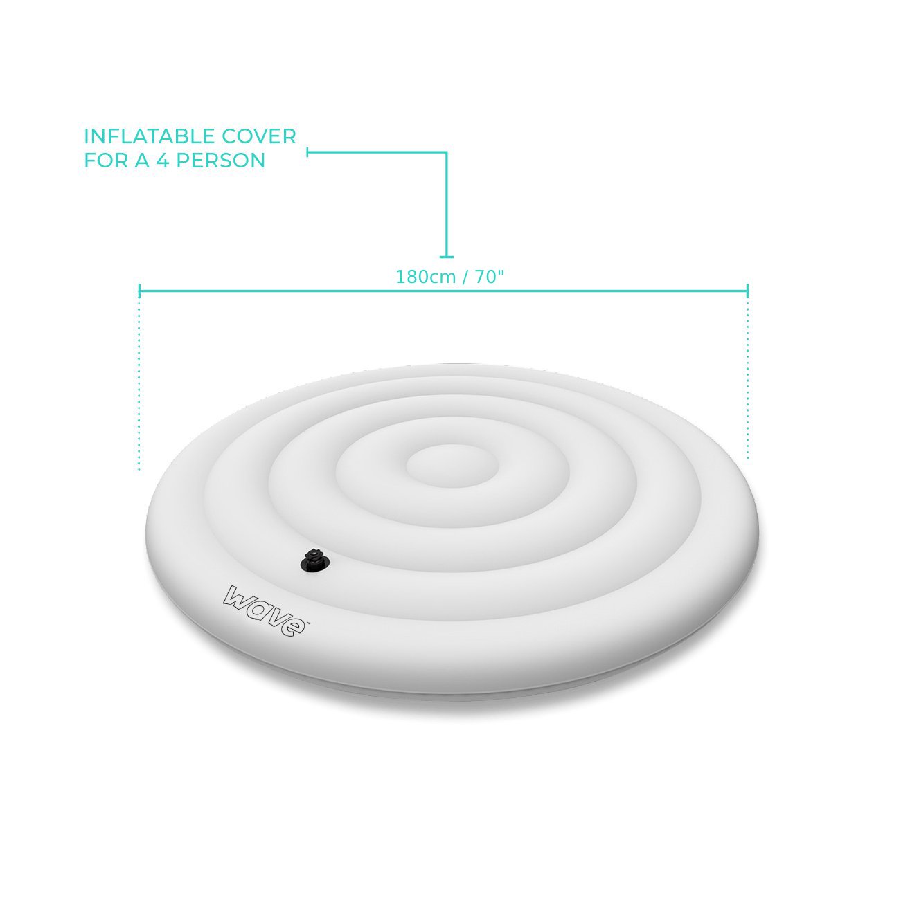 Wave Spa Round 4 Person Protective Thermal Efficient Inflatable Cover, White - Wave Spas UK