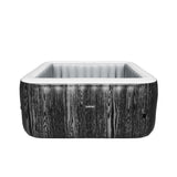 Wave Pacific 4 Person Square Inflatable Hot Tub, 95 Massaging Air Jets, Grey Wood
