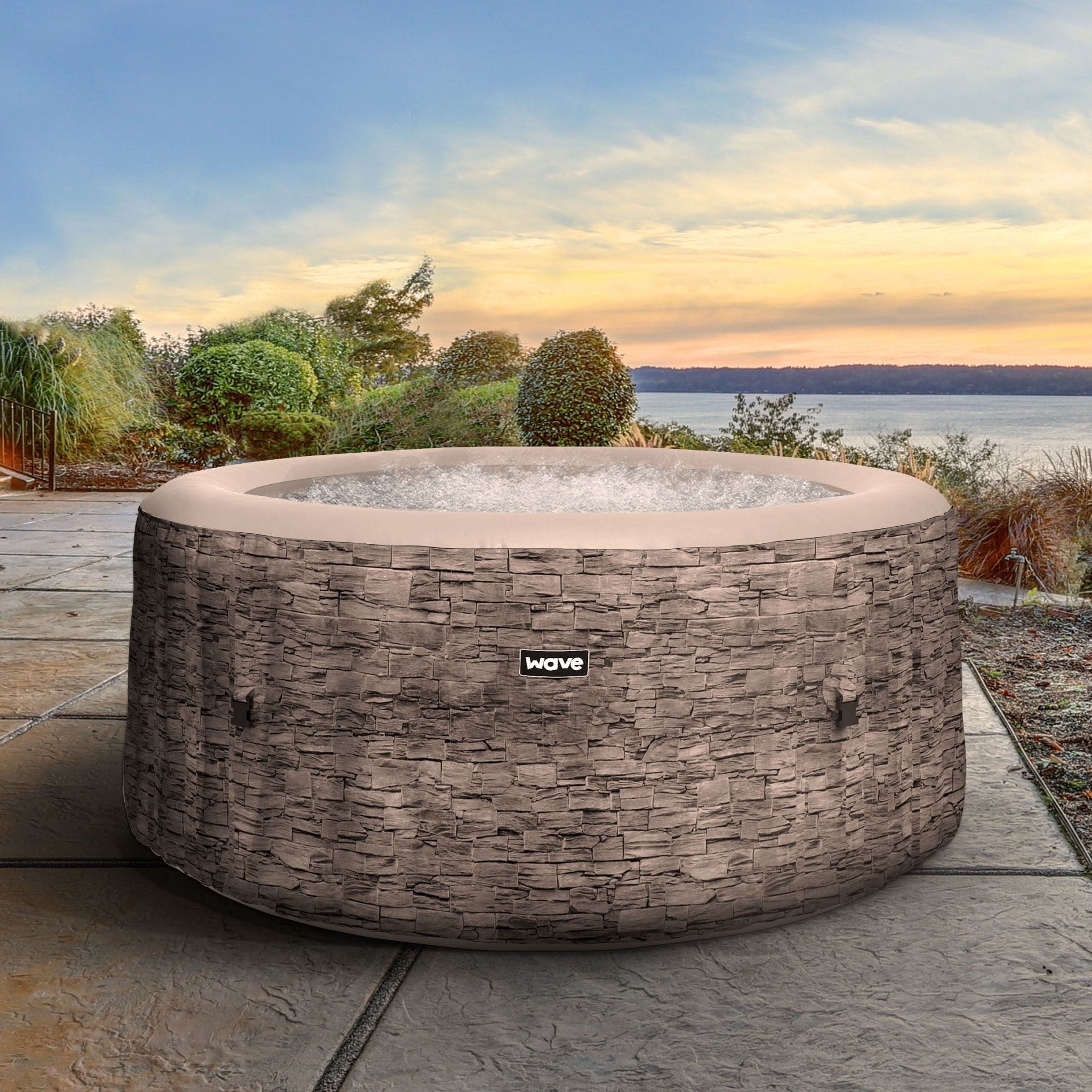 Atlantic 4 Person Inflatable Hot Tub | Grey Stone - Wave Spas Inflatable, foam Hot Tubs