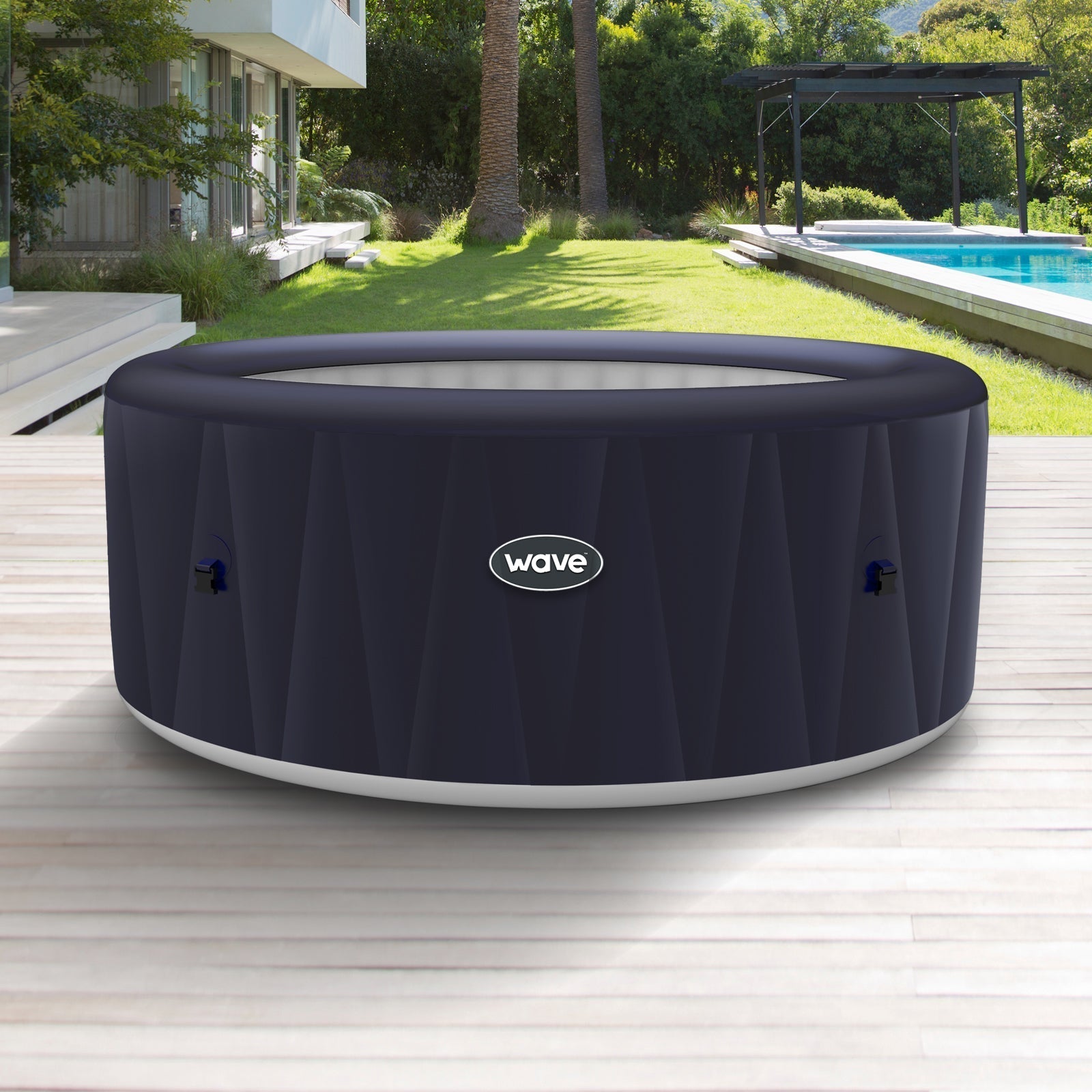 Atlantic | 6-Person Inflatable Hot Tub | Integrated Heater | Navy - Wave Spas Inflatable, foam Hot Tubs