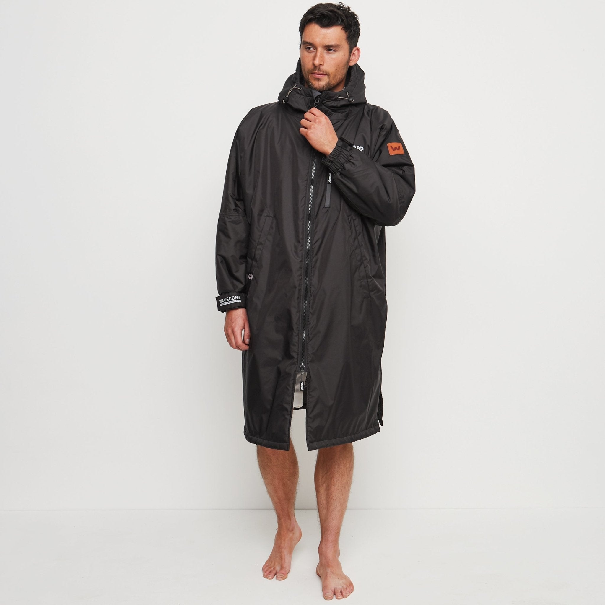 Fleece-Lined Changing Robe | Unisex | Black & Grey - Wave Spas Inflatable, foam Hot Tubs