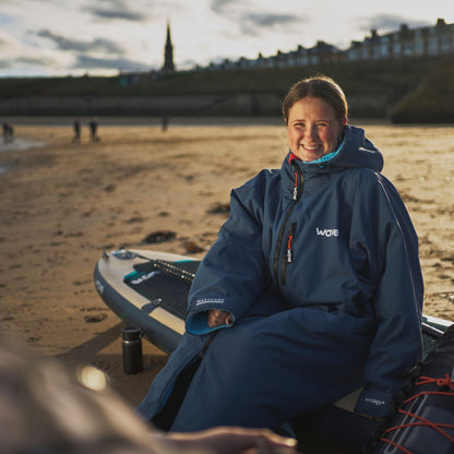 Fleece-Lined Hot Tub Changing Robe | Waterproof & Windproof | Unisex | Navy Robes Wave Spas